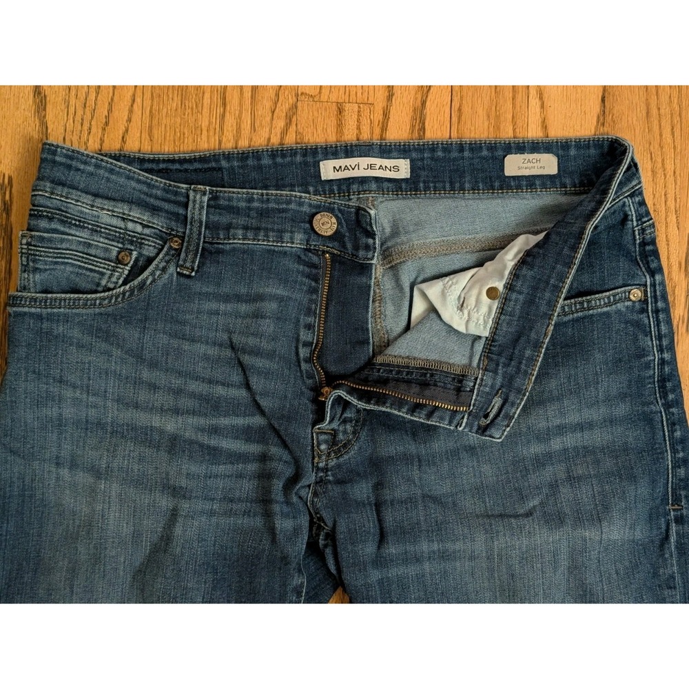 Mavi Jeans Zach Straight Leg Men's 33x29 Dark Wash Stretch Cotton Denim Zip Fly - Picture 5 of 15